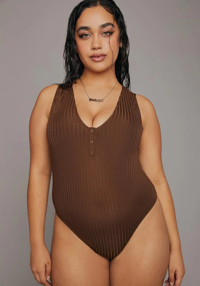 Plus She Caught Me Ribbed Bodysuit sold by Dolls Kill