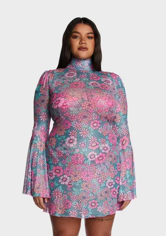 Plus Modern Love Mini Dress - Pink/Blue sold by Dolls Kill