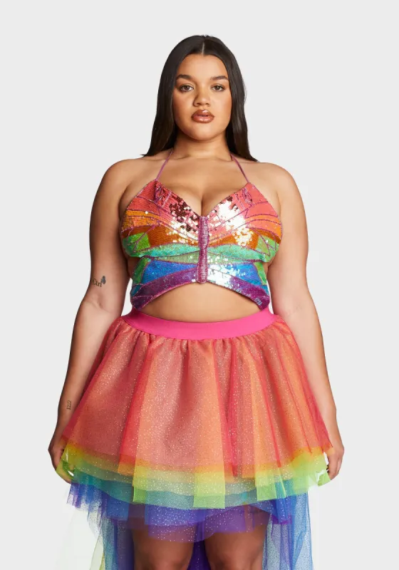 Plus Playa Dreamin' Butterfly Top- Rainbow sold by Dolls Kill