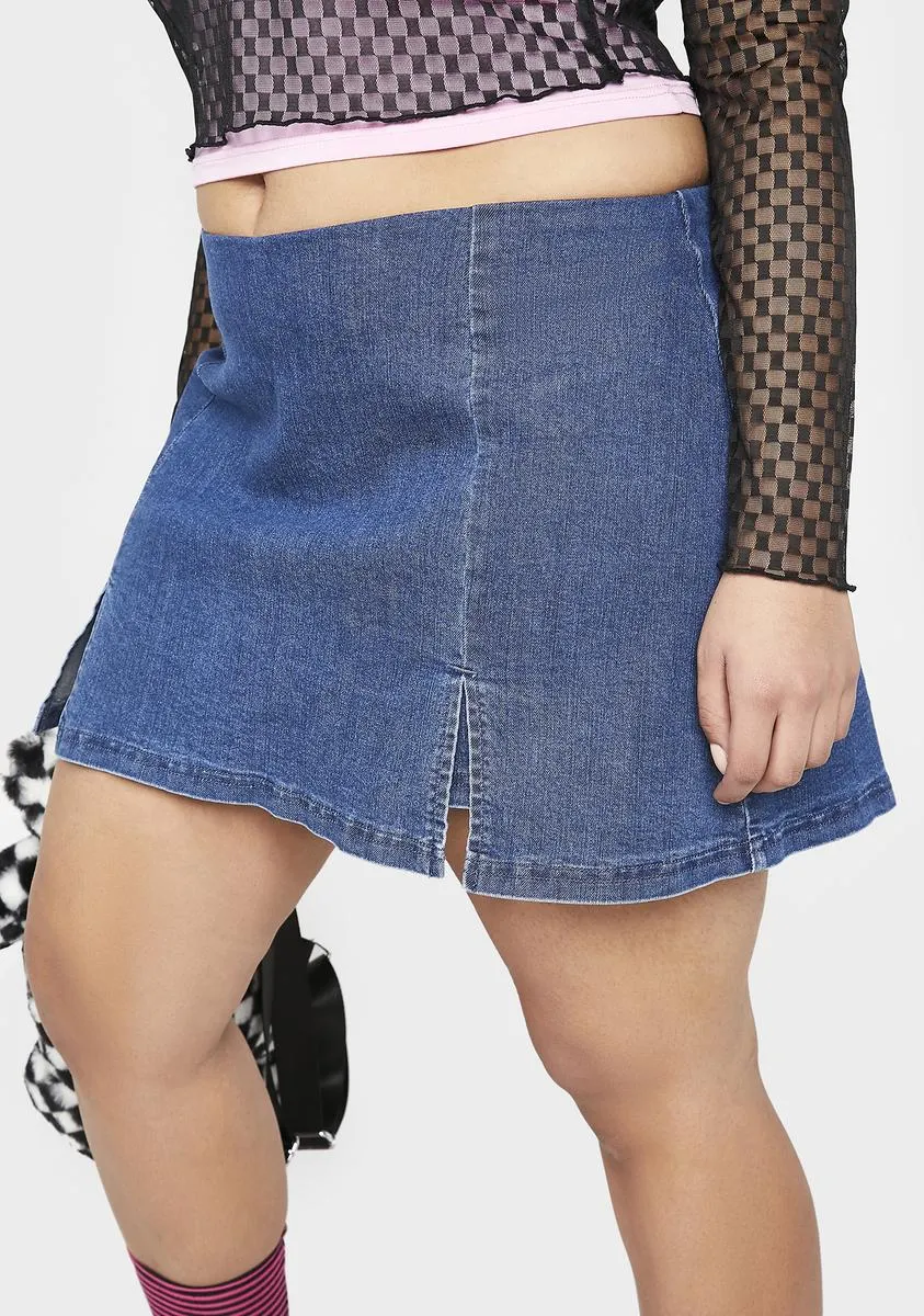 Plus Get Over Me Denim Skort sold by Dolls Kill