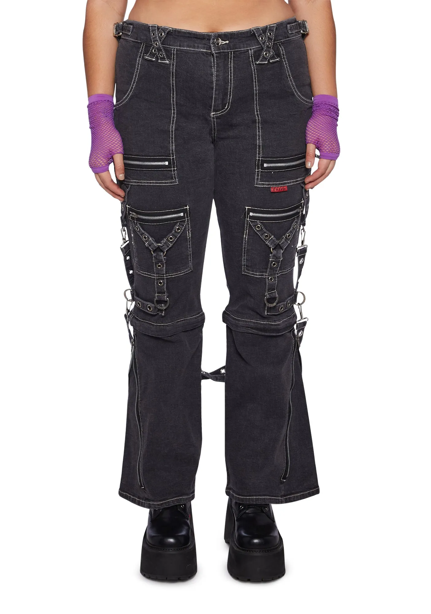 Plus Zip to Zip Pants - Black Denim sold by Dolls Kill