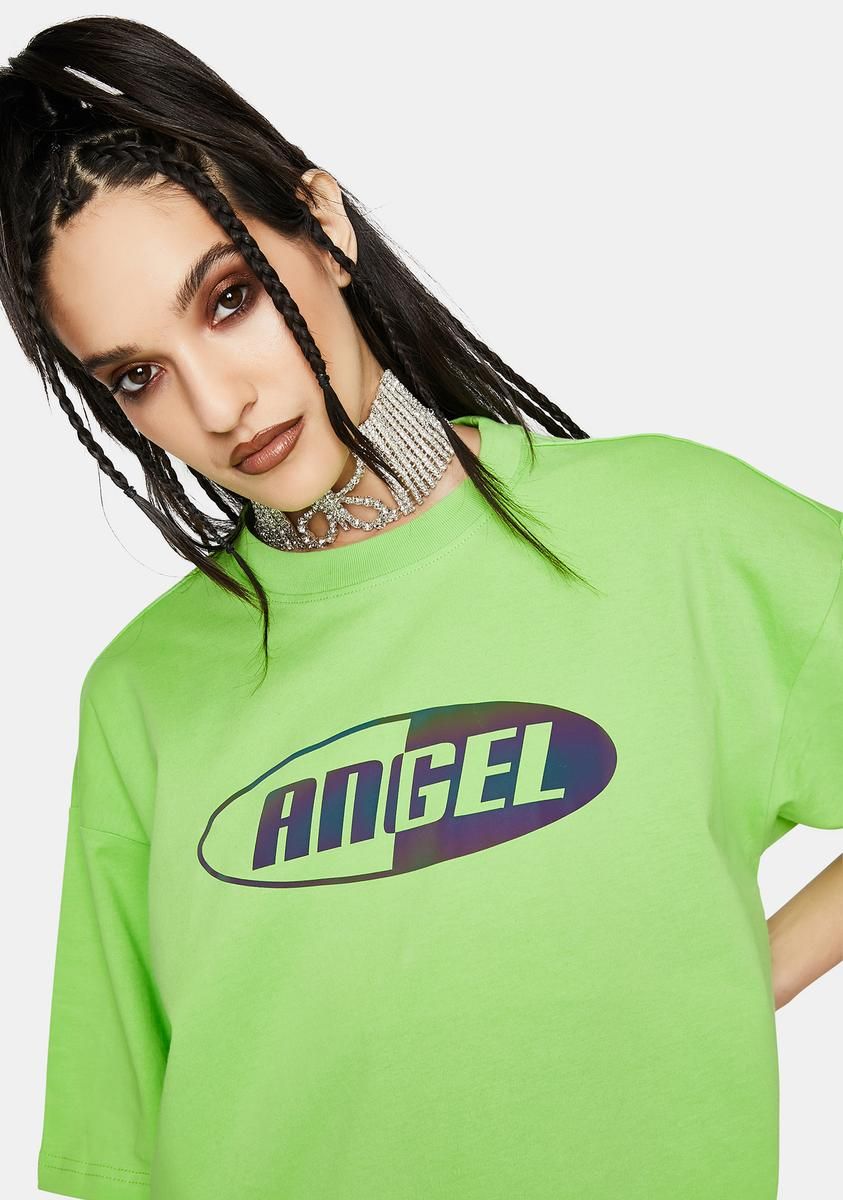 Angel Reflective Oversized Graphic Tee sold by Dolls Kill