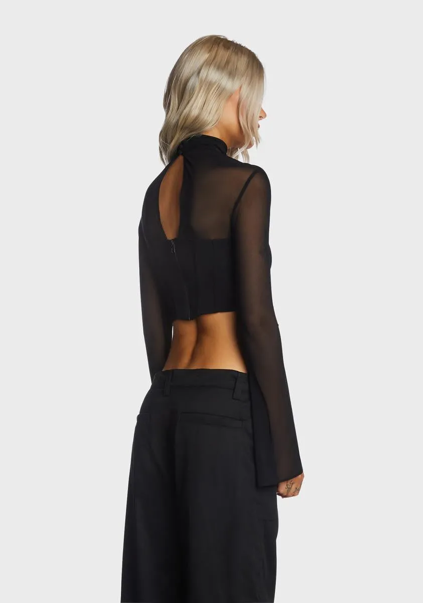 Black Crop Mesh Top sold by Dolls Kill product image thumbnail 4