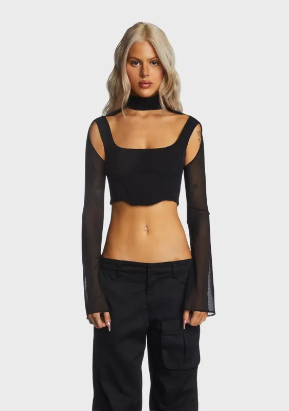 Black Crop Mesh Top sold by Dolls Kill