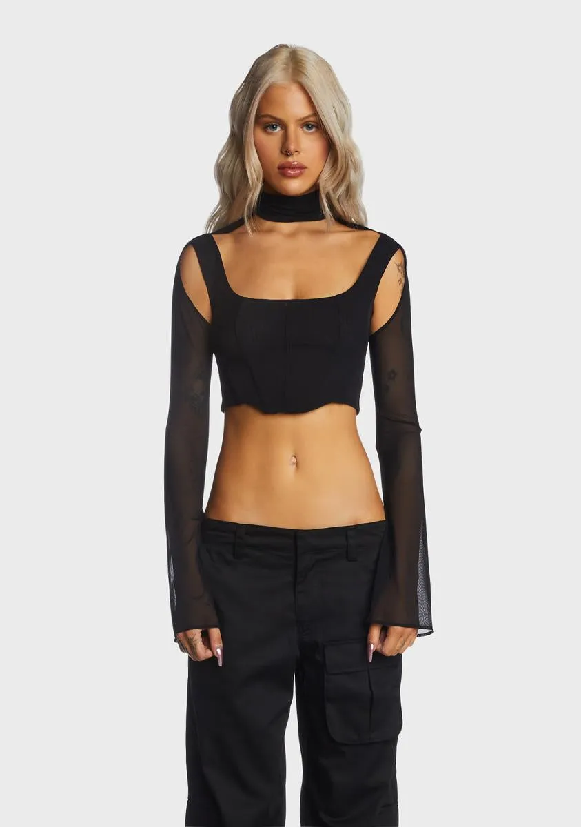 Black Crop Mesh Top sold by Dolls Kill