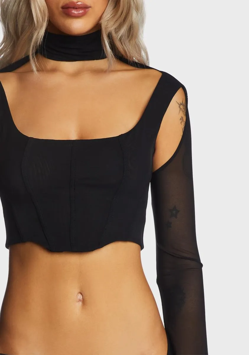 Black Crop Mesh Top sold by Dolls Kill product image thumbnail 2