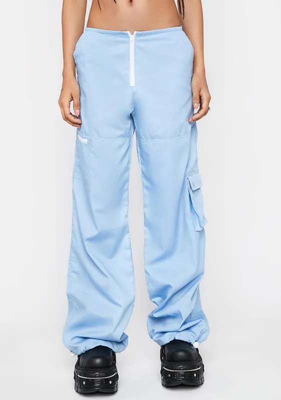 Cotton Drill Blue Xander Cargo Trousers made by Dolls Kill