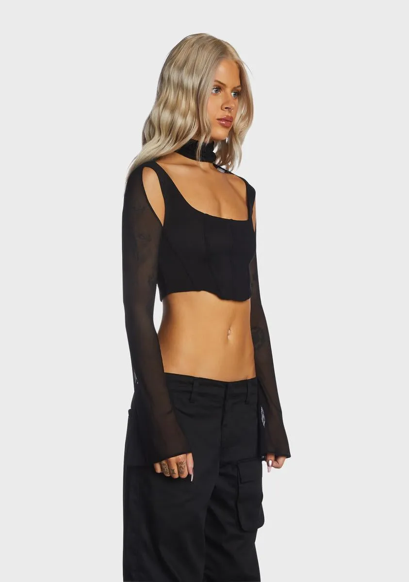Black Crop Mesh Top sold by Dolls Kill product image thumbnail 3