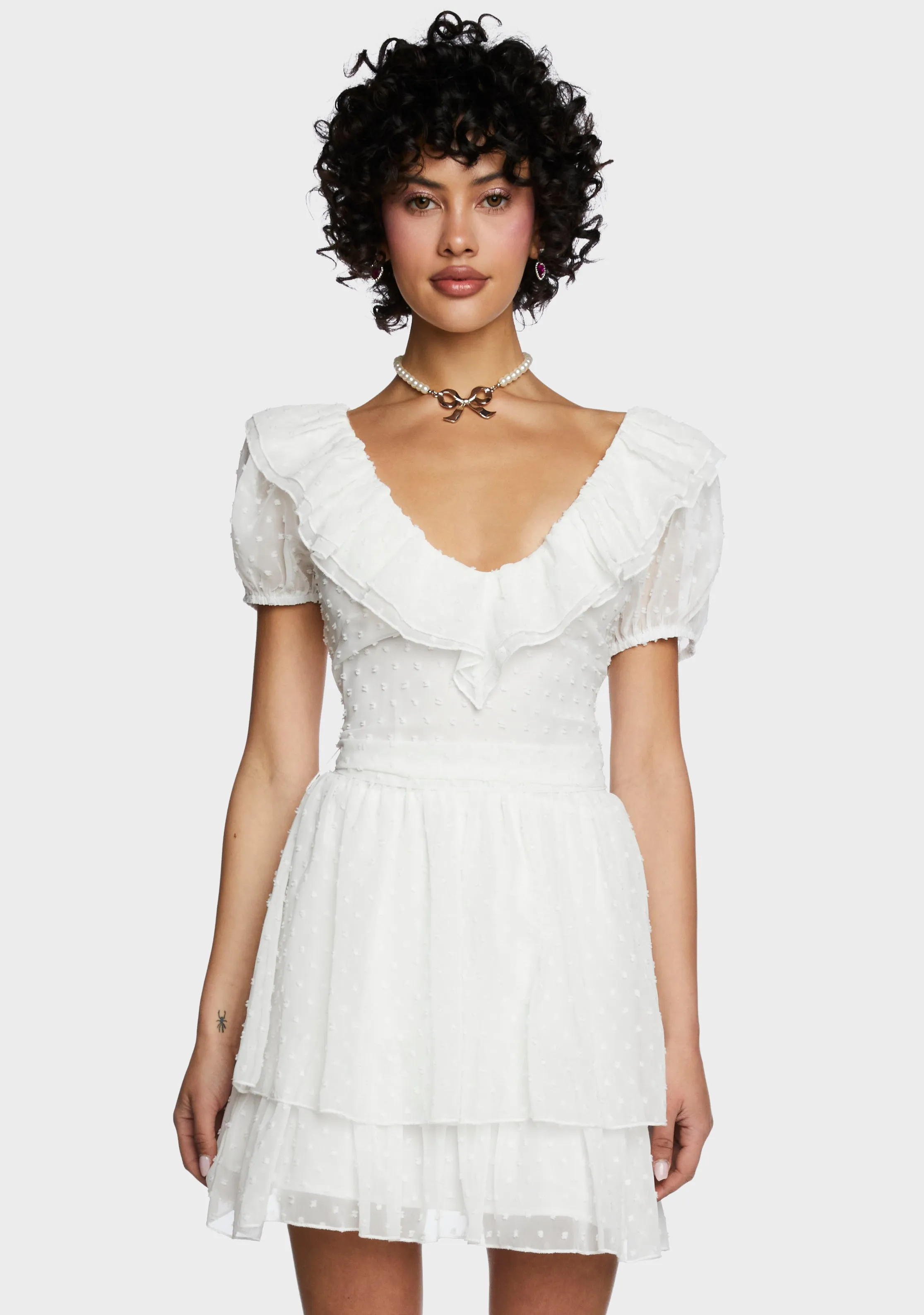 Soft Regal Days Mini Dress - White sold by Dolls Kill