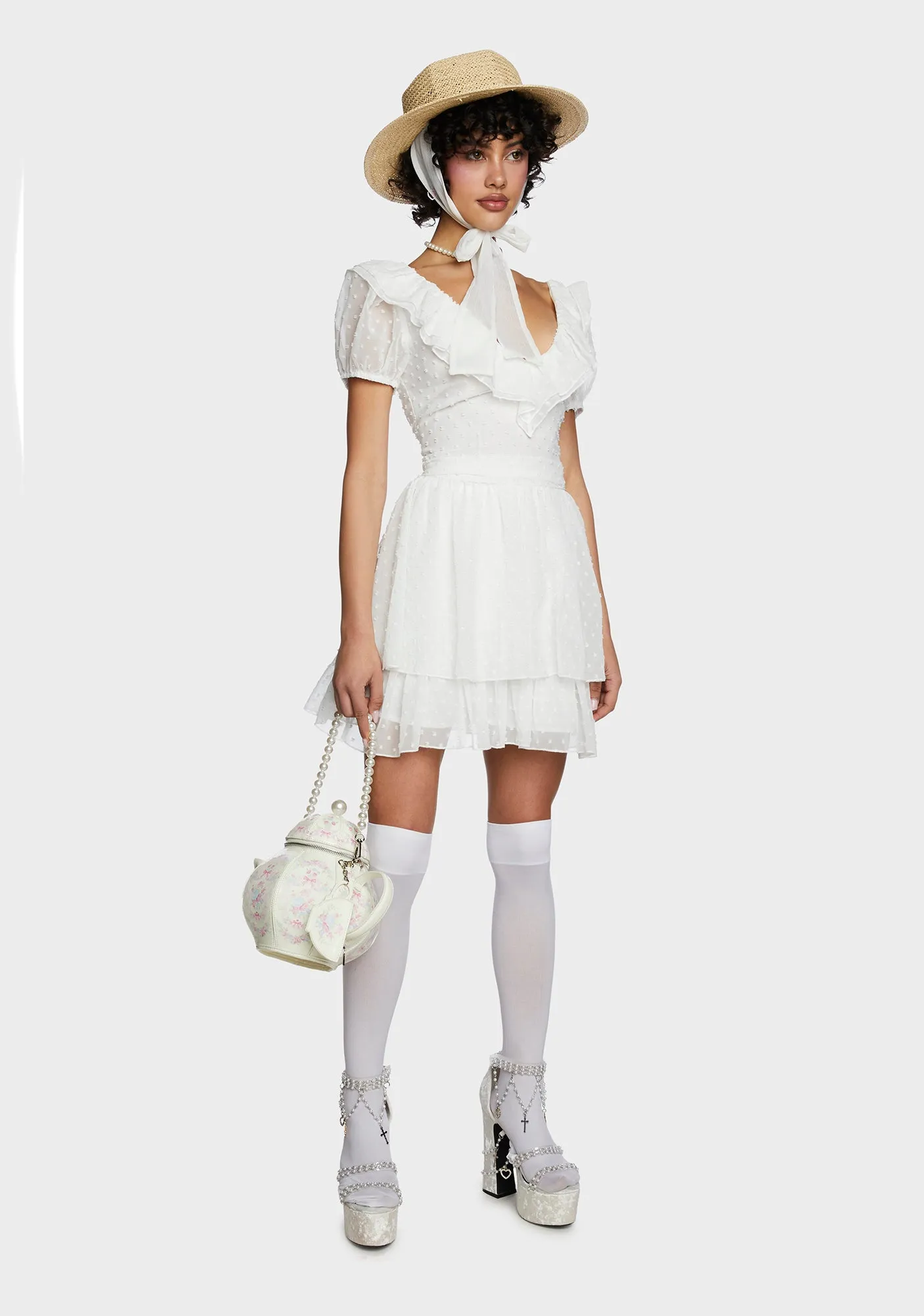 Soft Regal Days Mini Dress - White sold by Dolls Kill product image thumbnail 3