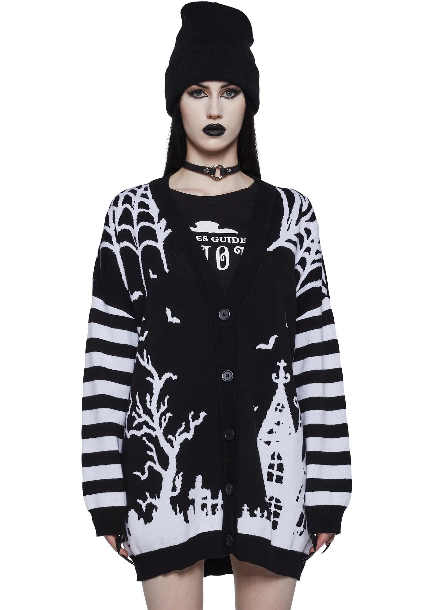 Haunted Homestead Oversized Cardigan sold by Dolls Kill