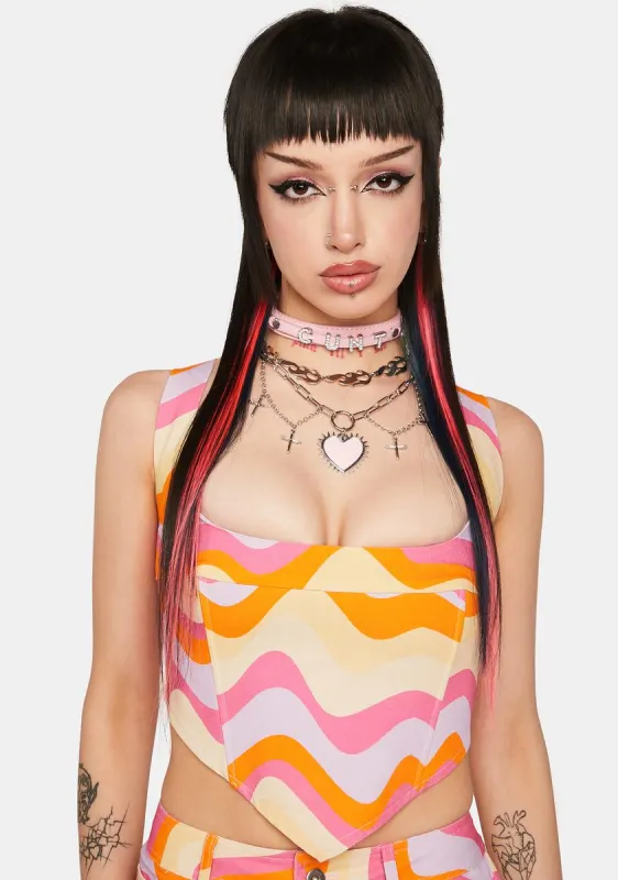 Wavy Print Pointed Bustier sold by Dolls Kill