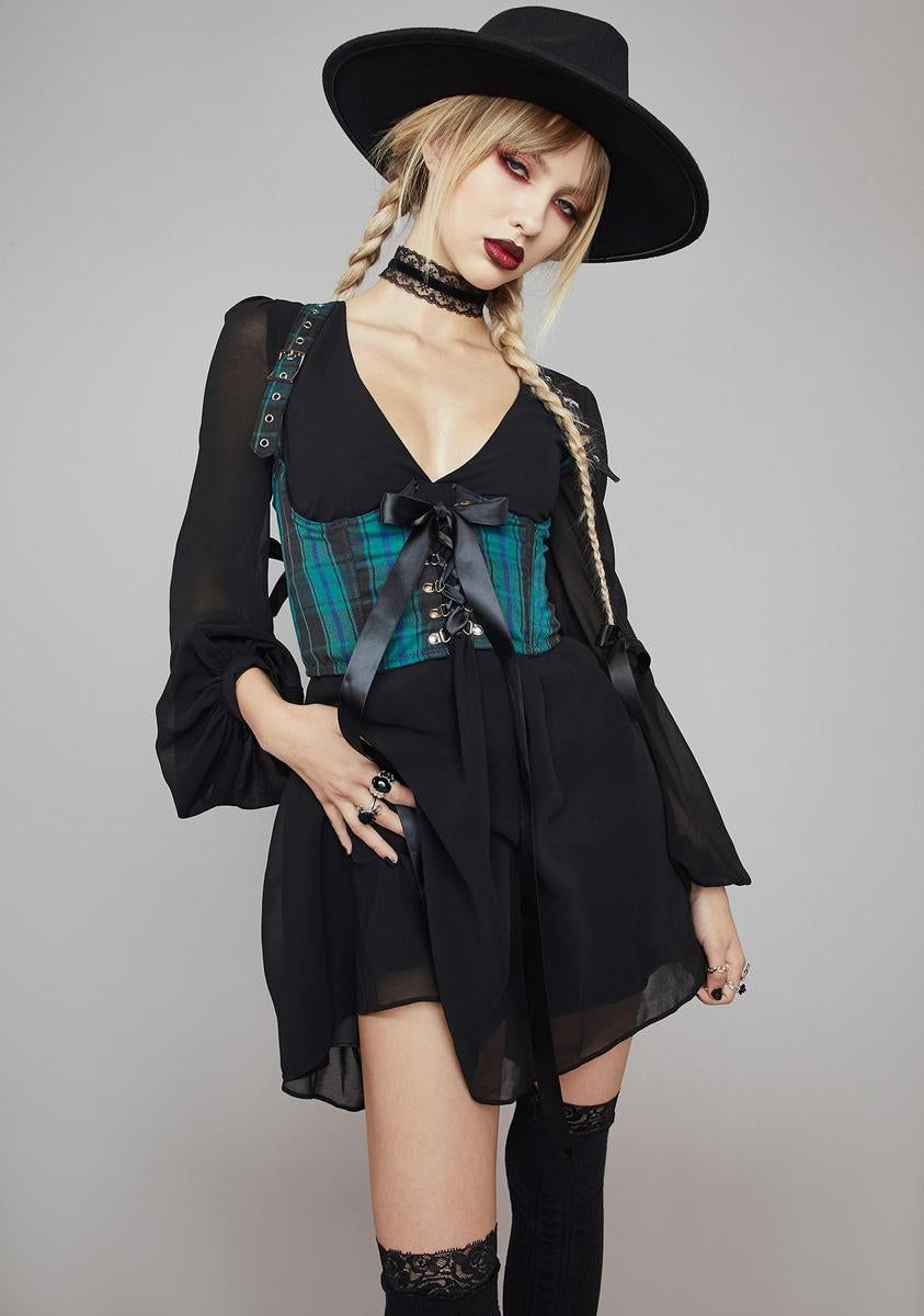 Deathly Bored Plaid Underbust Corset sold by Dolls Kill product image thumbnail 2