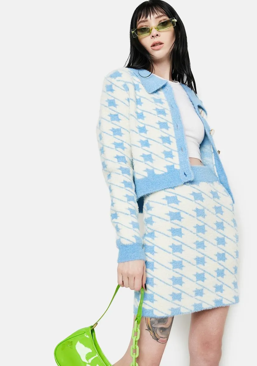 Blue Houndstooth Fuzzy Mini Skirt sold by Dolls Kill product image thumbnail 2
