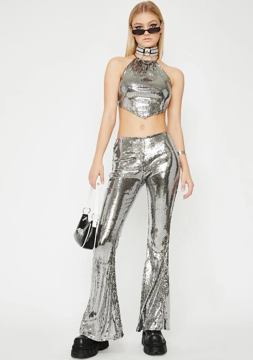 Chrome Illuminated Euphoria Sequin Halter sold by Dolls Kill product image thumbnail 4