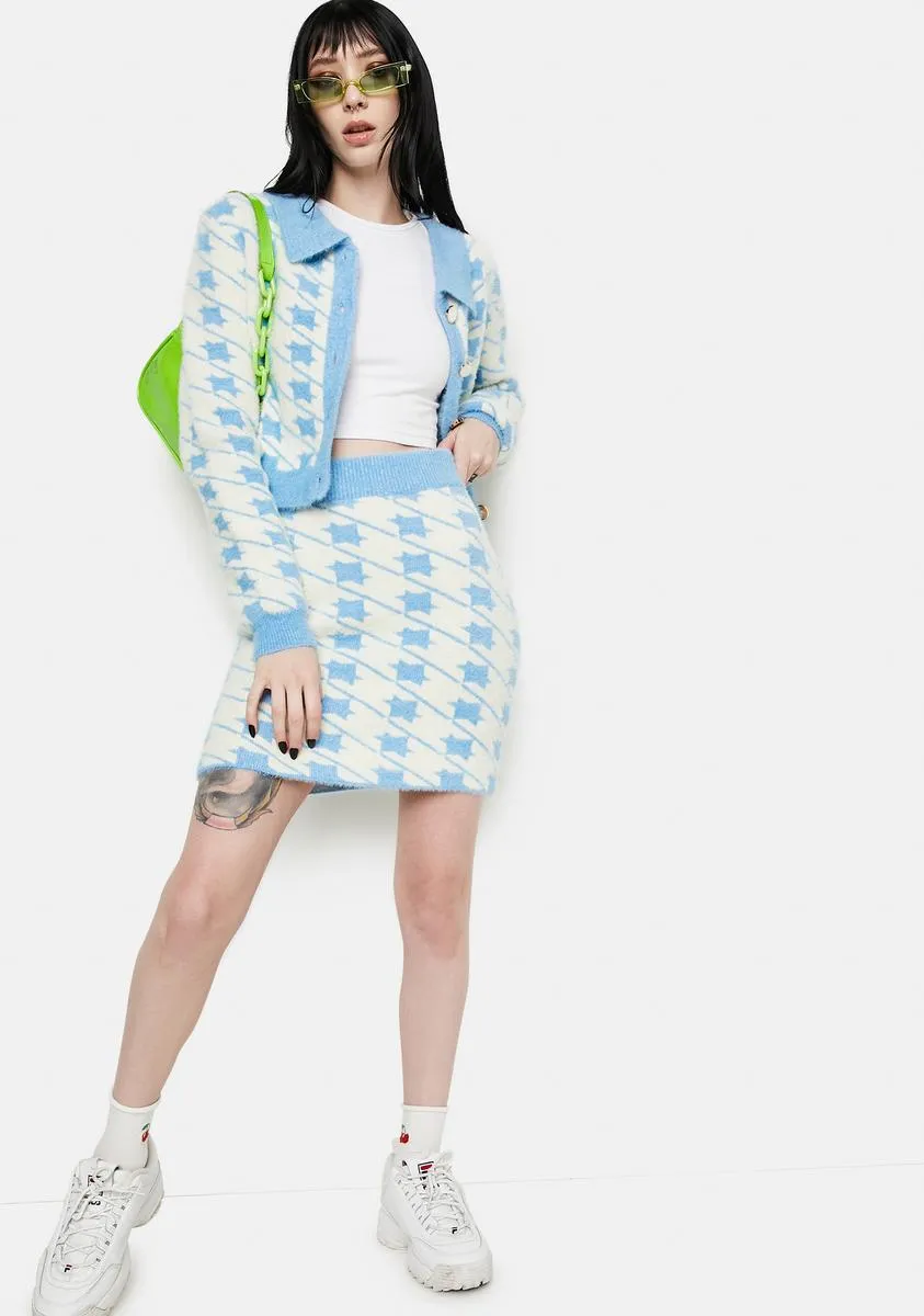 Blue Houndstooth Fuzzy Mini Skirt sold by Dolls Kill product image thumbnail 3