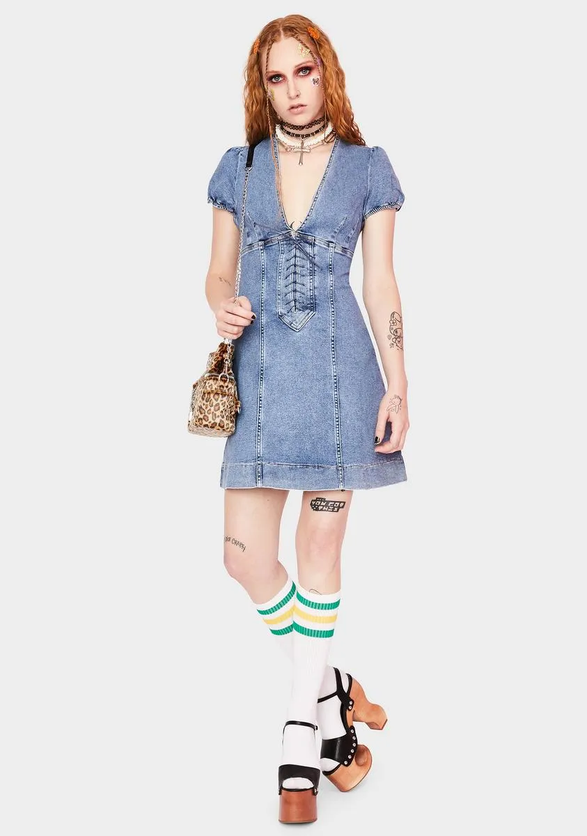 Something Sweet Denim Mini Dress sold by Dolls Kill product image thumbnail 3
