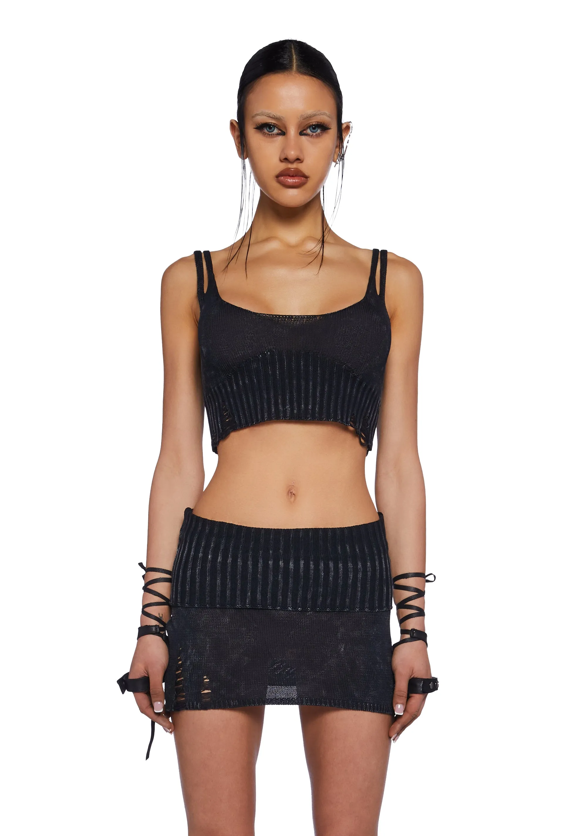 Switch Distressed Sweater Tank Top sold by Dolls Kill
