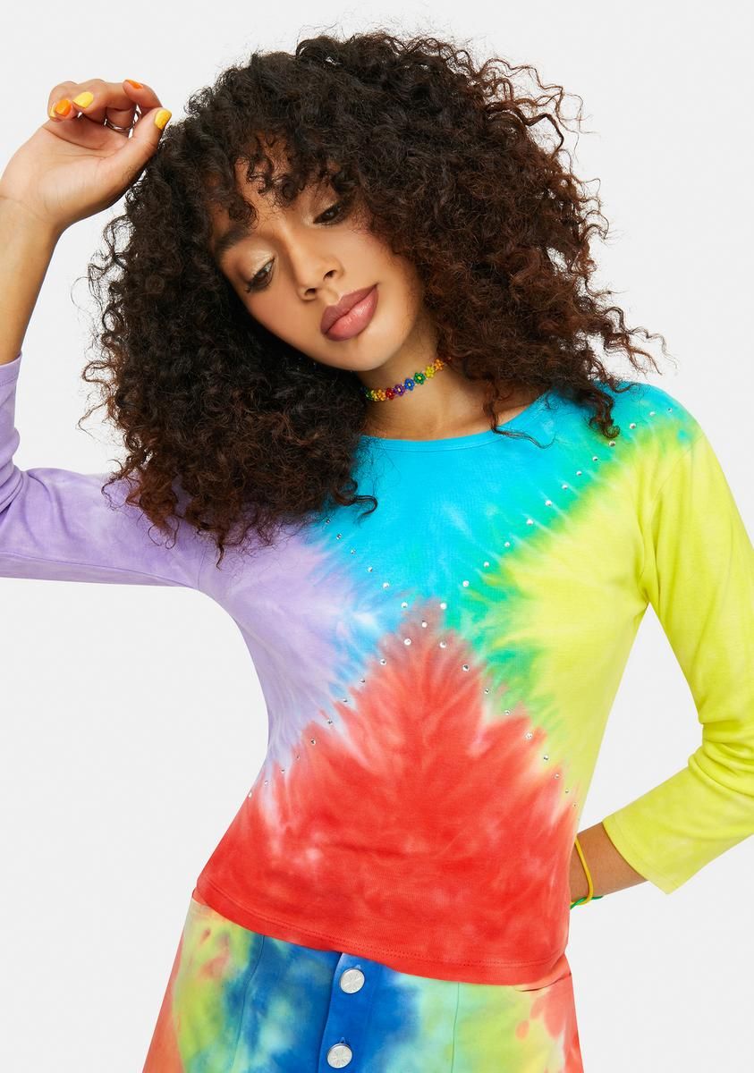 Righteous Mood Long Sleeve Tie Dye Top sold by Dolls Kill