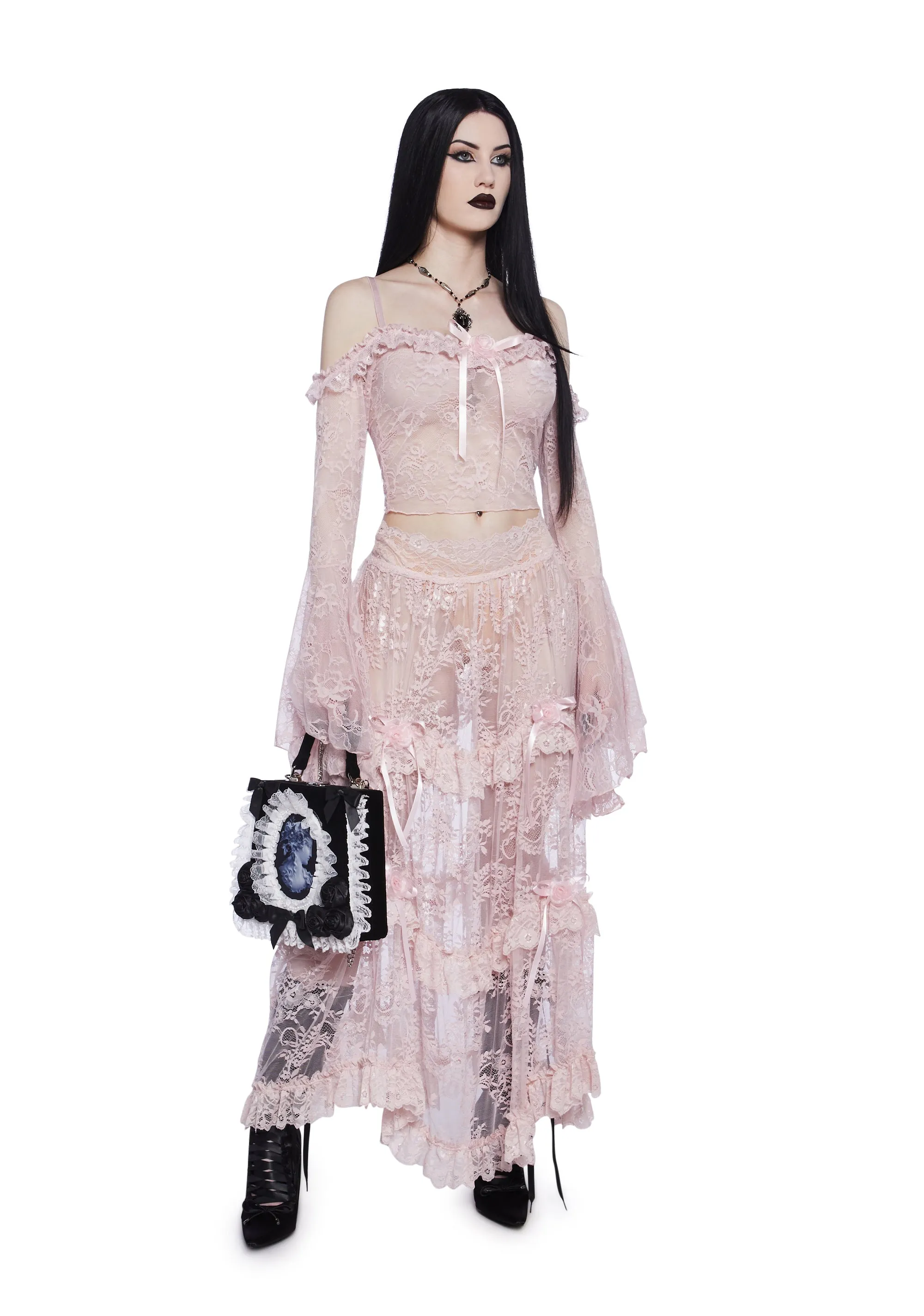 Gothic With Grace Mesh Top - Pink sold by Dolls Kill product image thumbnail 2