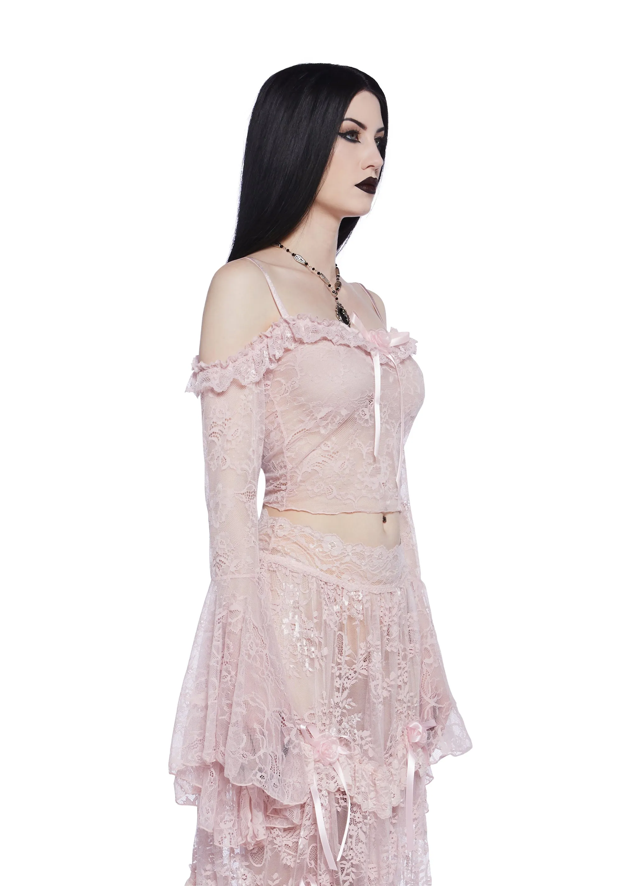 Gothic With Grace Mesh Top - Pink sold by Dolls Kill product image thumbnail 3