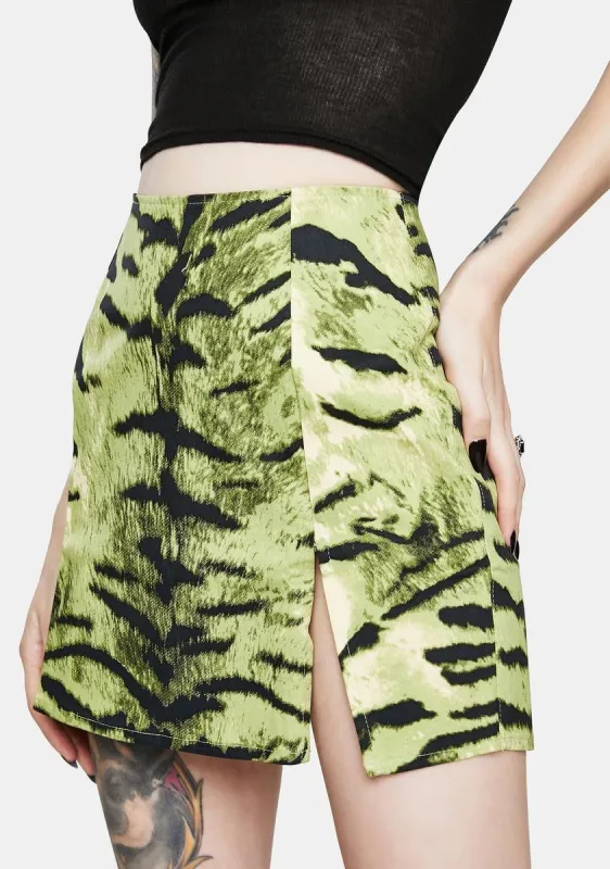 Pelmet Khaki Tiger Mini Skirt sold by Dolls Kill