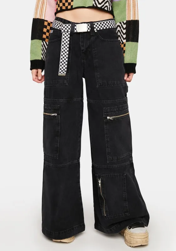 Black Clacker Cargo Jeans sold by Dolls Kill