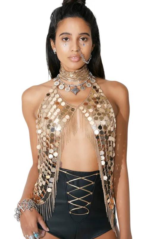 Golden Gyal Chainmail Top sold by Dolls Kill