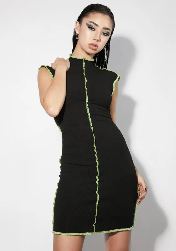 Noir God Of Mod Lettuce Trim Mini Dress sold by Dolls Kill
