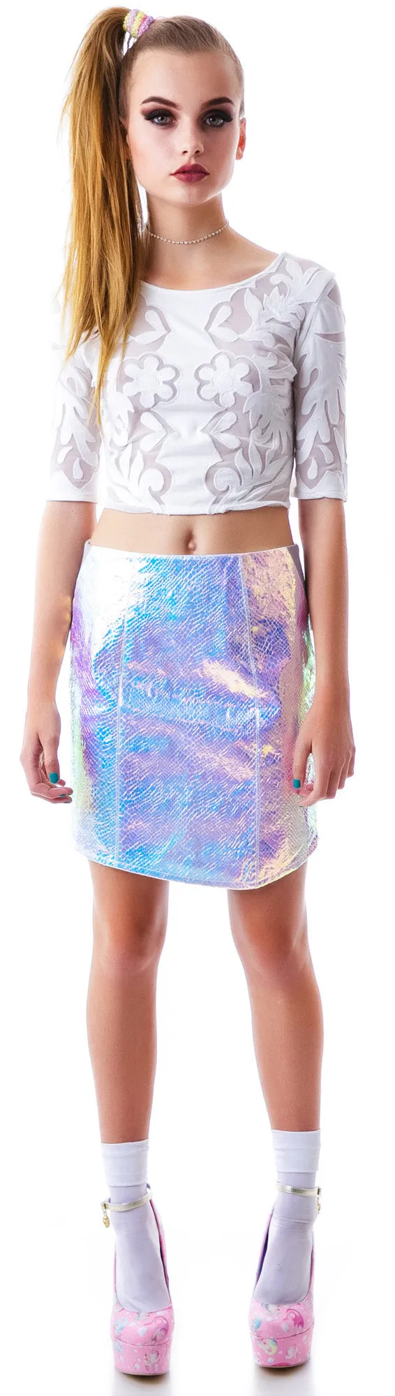 Fresh Flowers Mesh Insert Crop Top sold by Dolls Kill product image thumbnail 5