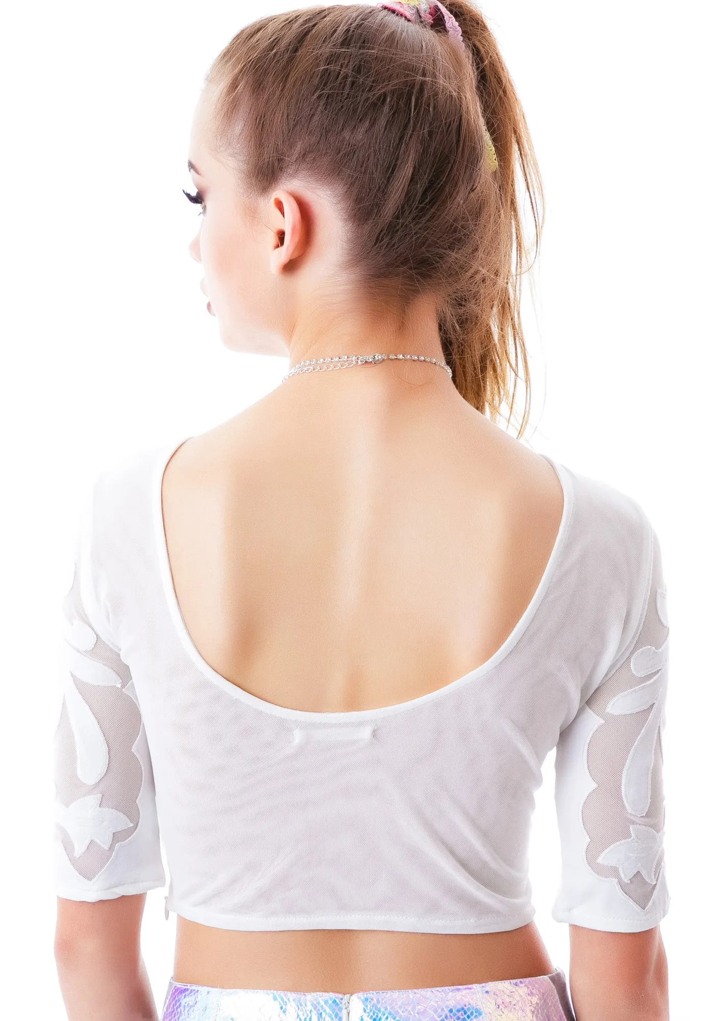 Fresh Flowers Mesh Insert Crop Top sold by Dolls Kill product image thumbnail 3