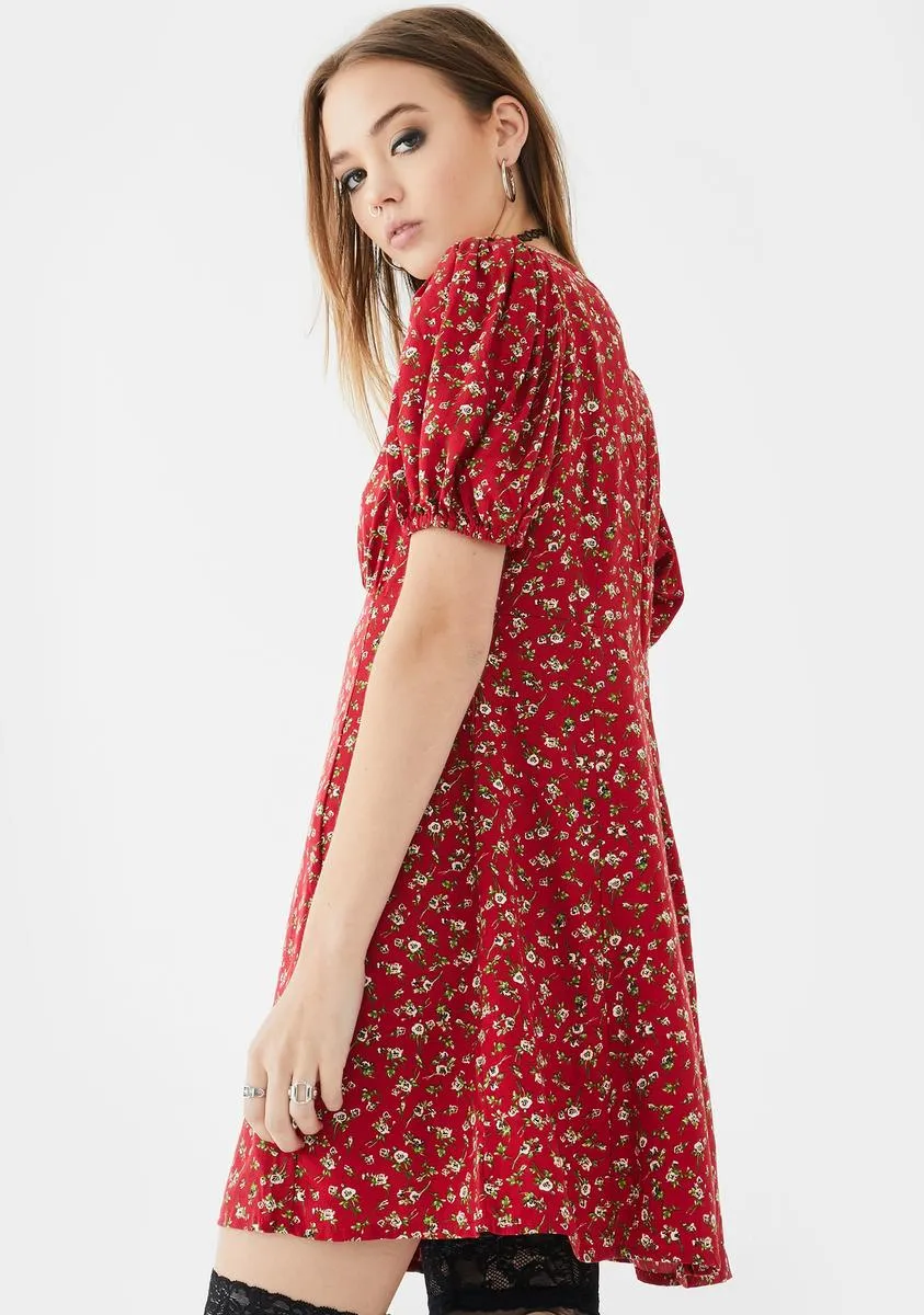 Red Floral Elfira Dress sold by Dolls Kill product image thumbnail 4