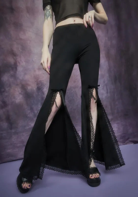 Initiation Into Darkness Front Split Bell Bottoms sold by Dolls Kill