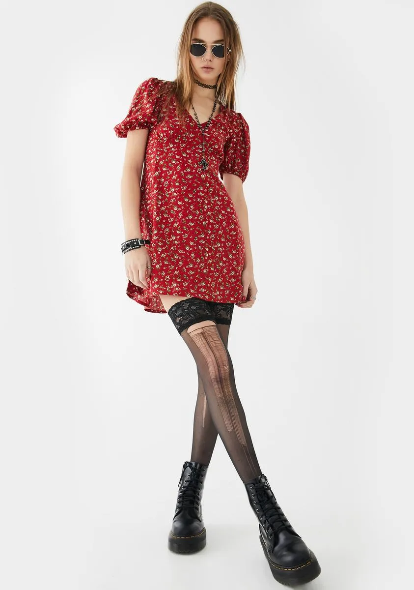 Red Floral Elfira Dress sold by Dolls Kill product image thumbnail 3