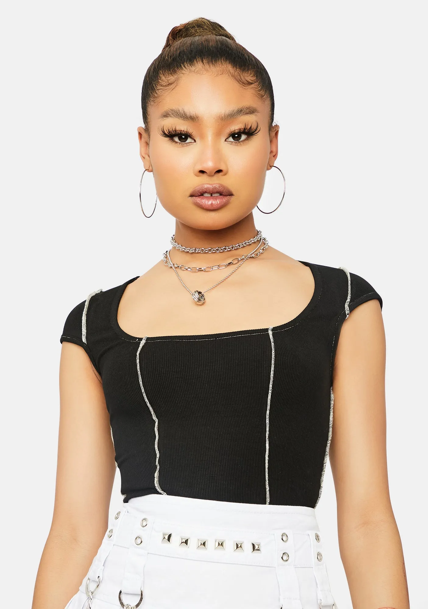 Ur Exposed Cap Sleeve Crop Top sold by Dolls Kill