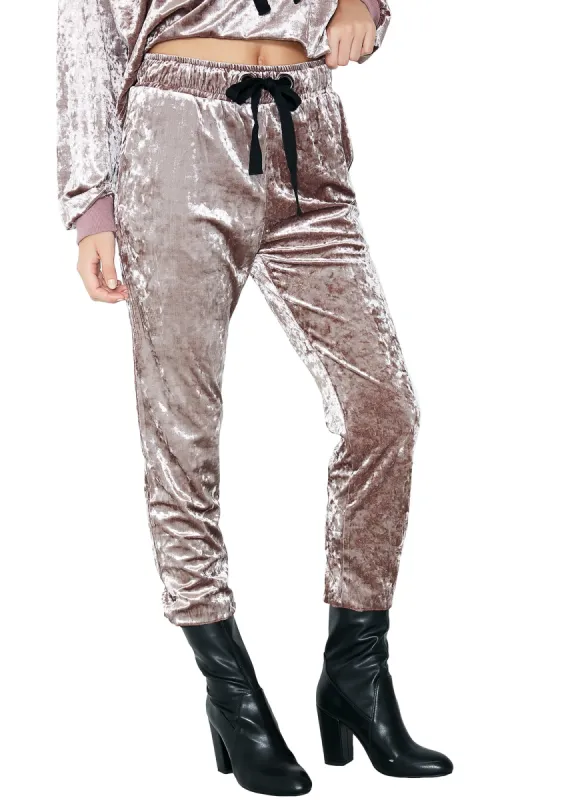 Crushed It Velvet Joggers sold by Dolls Kill