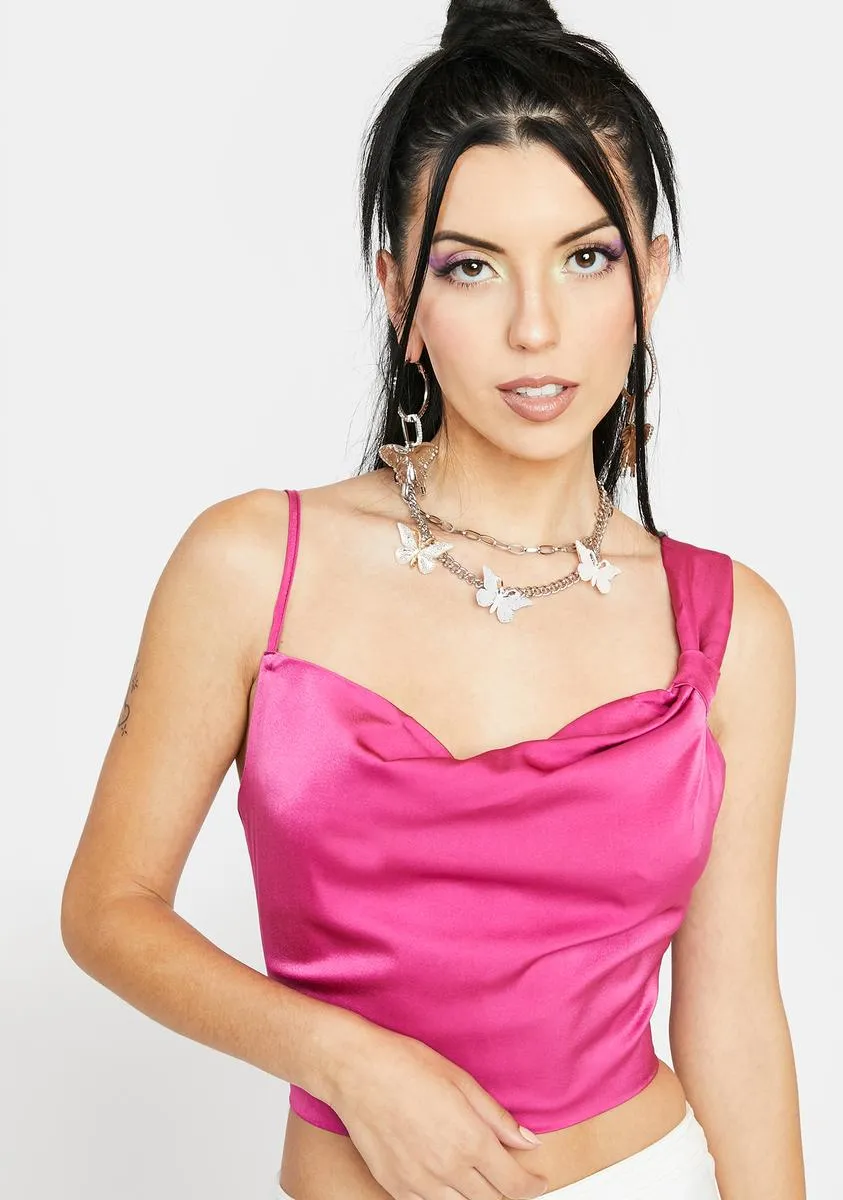 Fuchsia Leona Crop Top sold by Dolls Kill