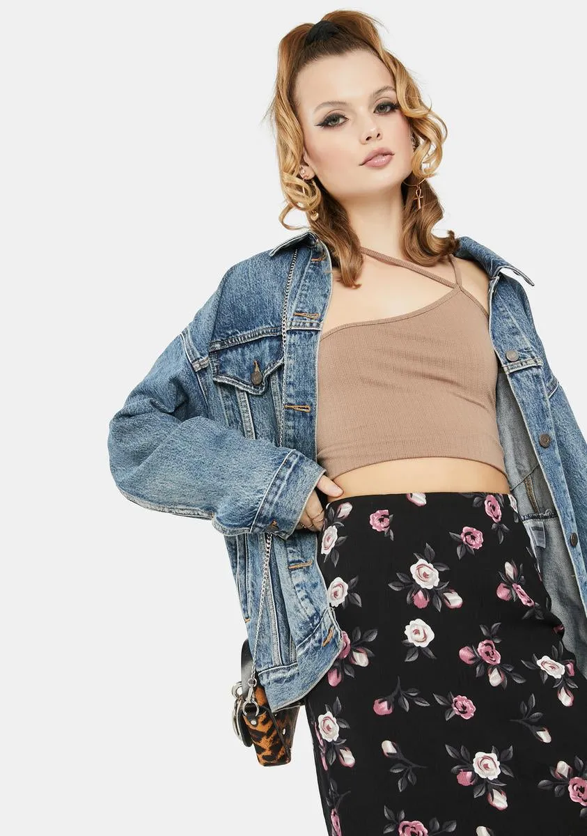 Mocha One Shoulder Tank Crop Top sold by Dolls Kill product image thumbnail 2