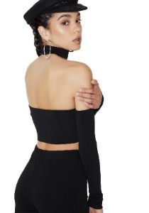 Mya Off-Shoulder Crop Top sold by Dolls Kill
