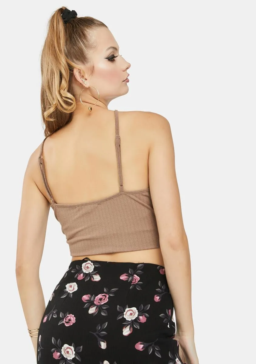Mocha One Shoulder Tank Crop Top sold by Dolls Kill product image thumbnail 4