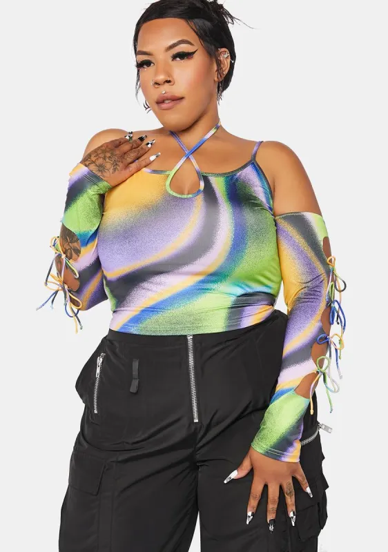 Plus Digital States Halter Crop Top sold by Dolls Kill