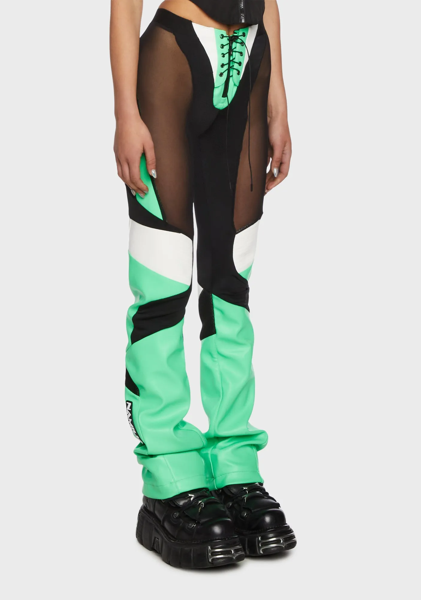 Moto Mesh Pants - Green sold by Dolls Kill product image thumbnail 3
