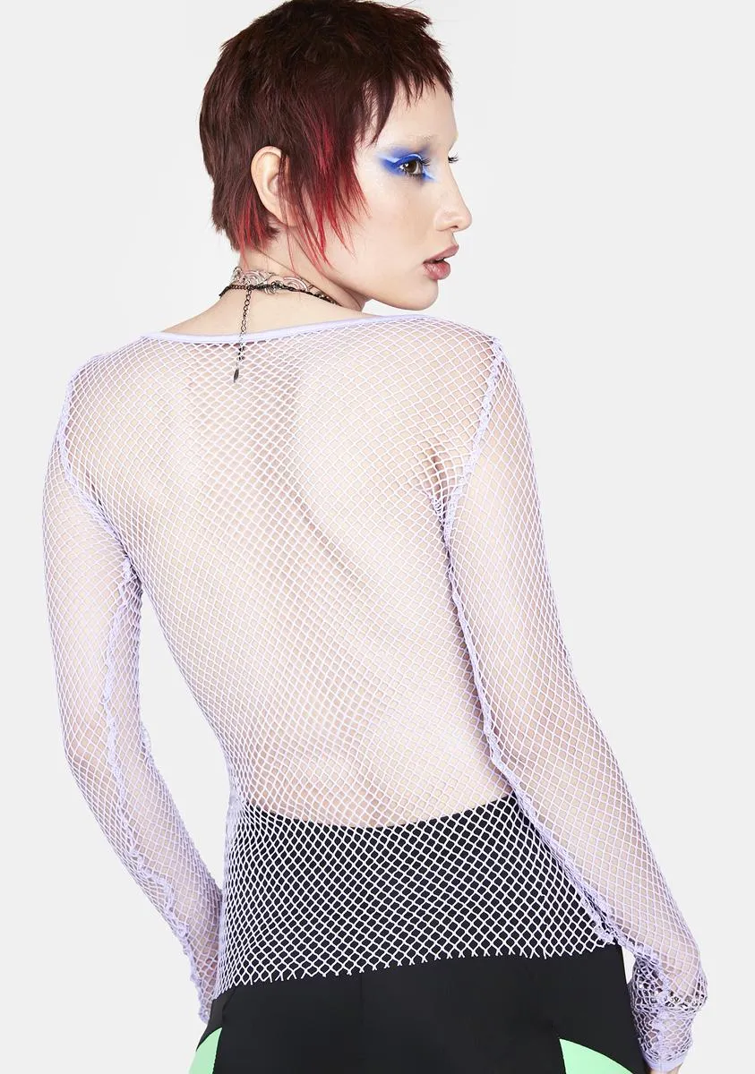 Lilac Won't Forget Ya Fishnet Crop Top sold by Dolls Kill product image thumbnail 4