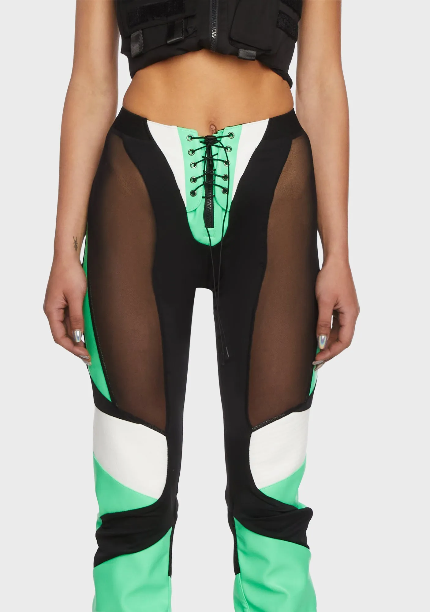 Moto Mesh Pants - Green sold by Dolls Kill product image thumbnail 2