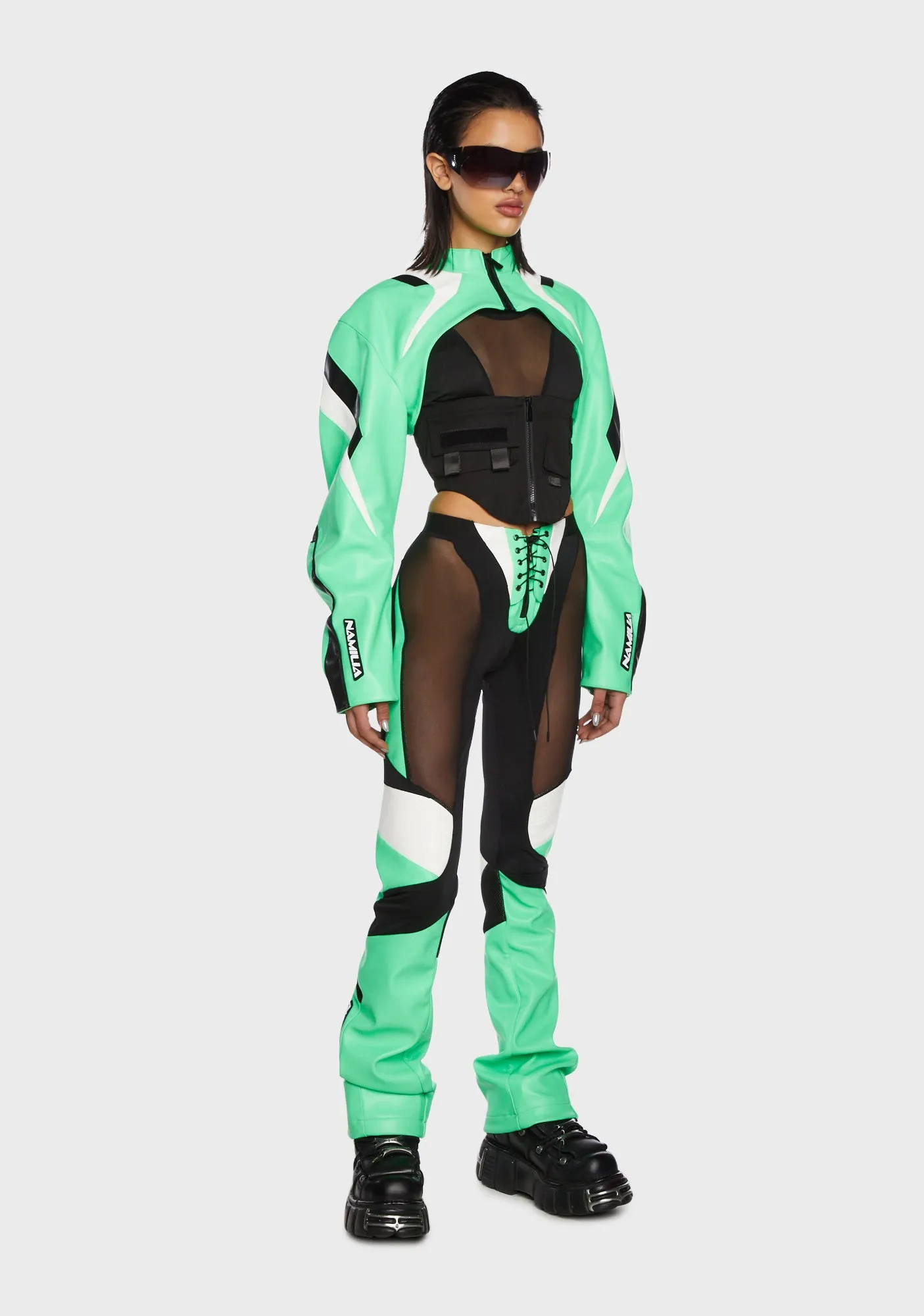 Moto Mesh Pants - Green sold by Dolls Kill product image thumbnail 5