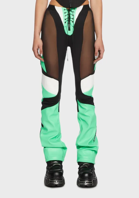 Moto Mesh Pants - Green sold by Dolls Kill