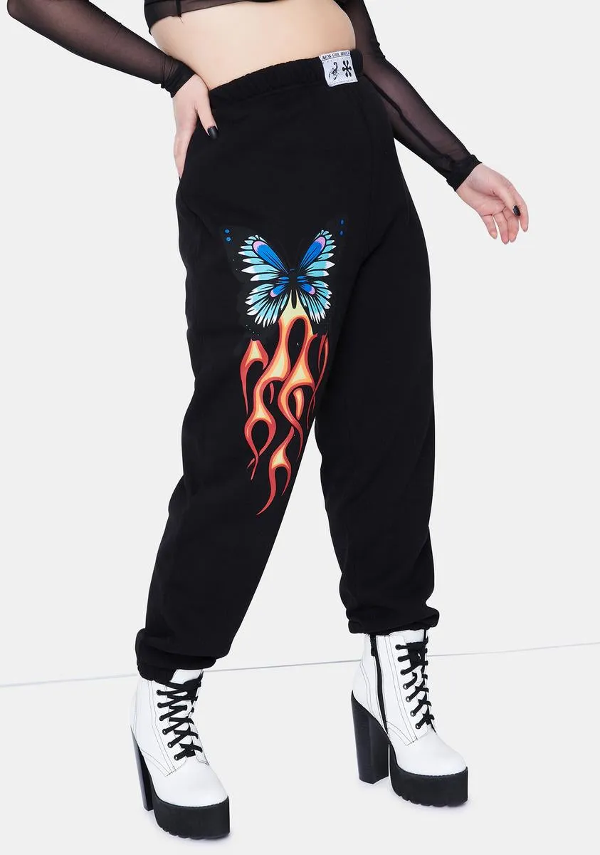 Plus Gray Butterfly Jogger Sweatpants sold by Dolls Kill