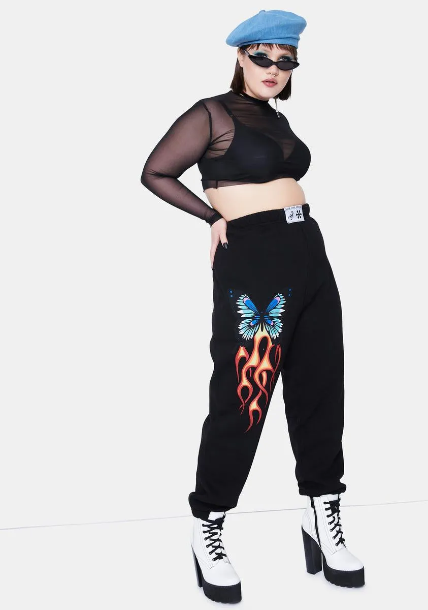 Plus Gray Butterfly Jogger Sweatpants sold by Dolls Kill product image thumbnail 3