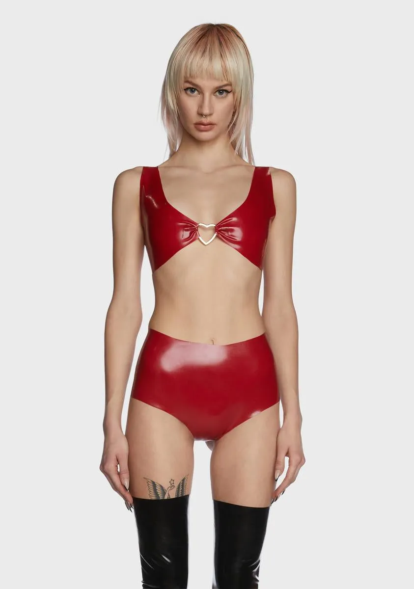 Broken Hearts Latex Bra Top sold by Dolls Kill