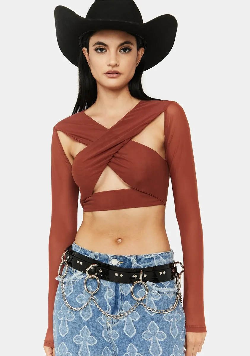 Rust Serve Some Looks Cut-Out Top sold by Dolls Kill